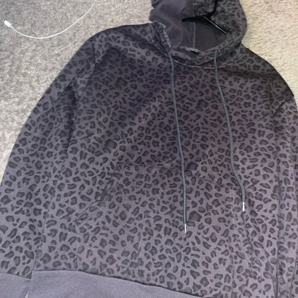 SHEIN Dark Gray Animal Print Hoodie